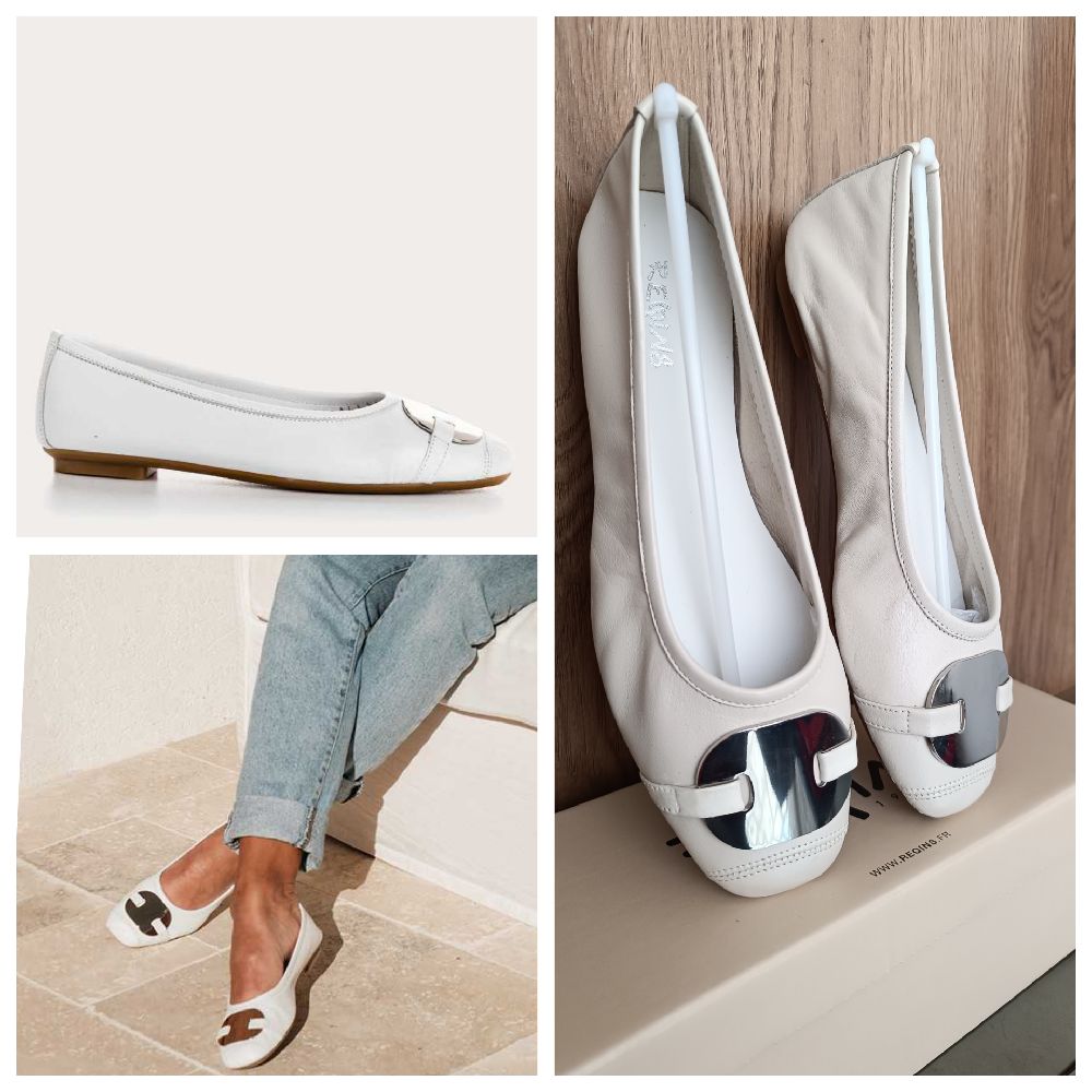 Ballerines crème à embout métallique – pointure 40, neuves