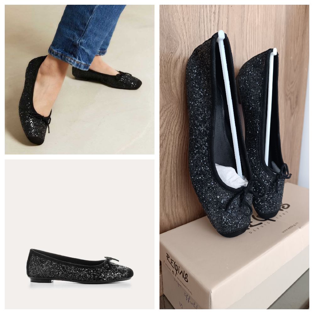 Ballerines Reqins noires pailletées – pointure 38, neuves