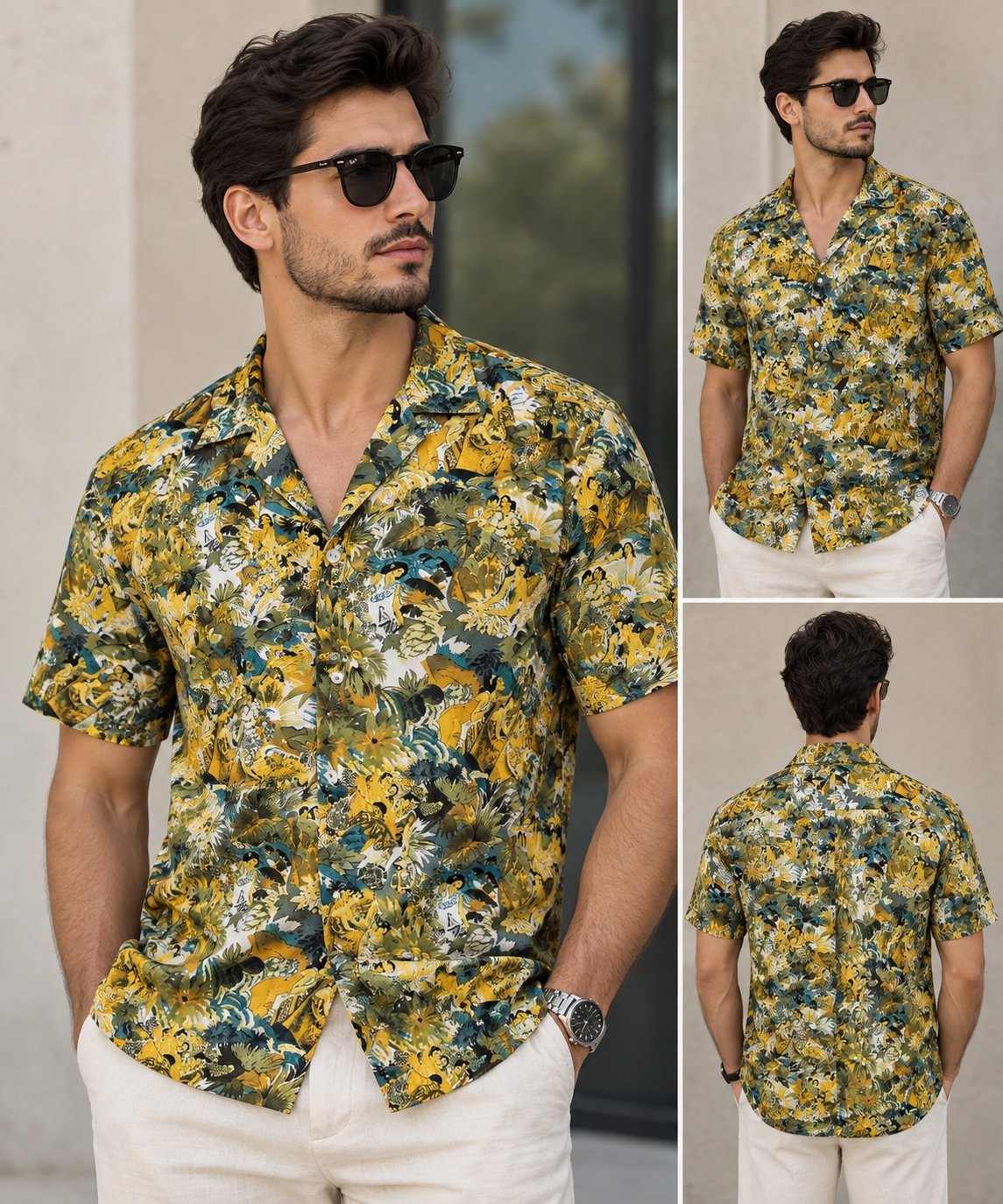 🌿 Chemise hawaïenne vintage imprimée