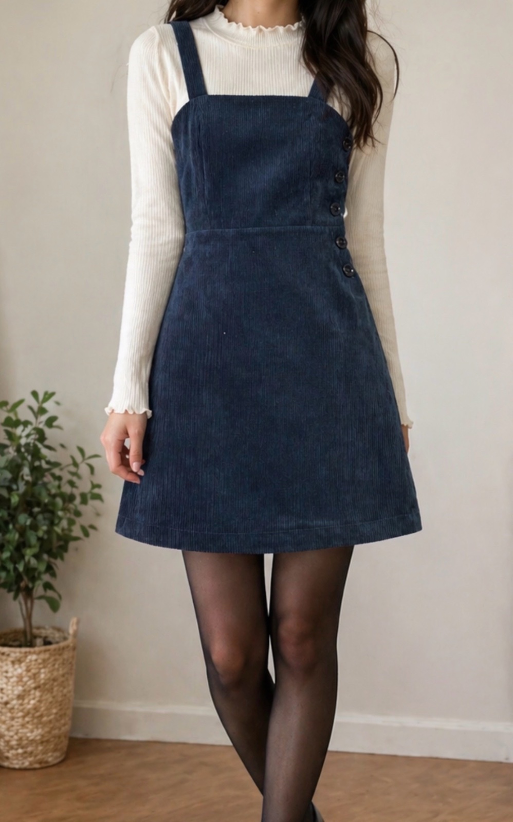 Salopette velour bleu marine