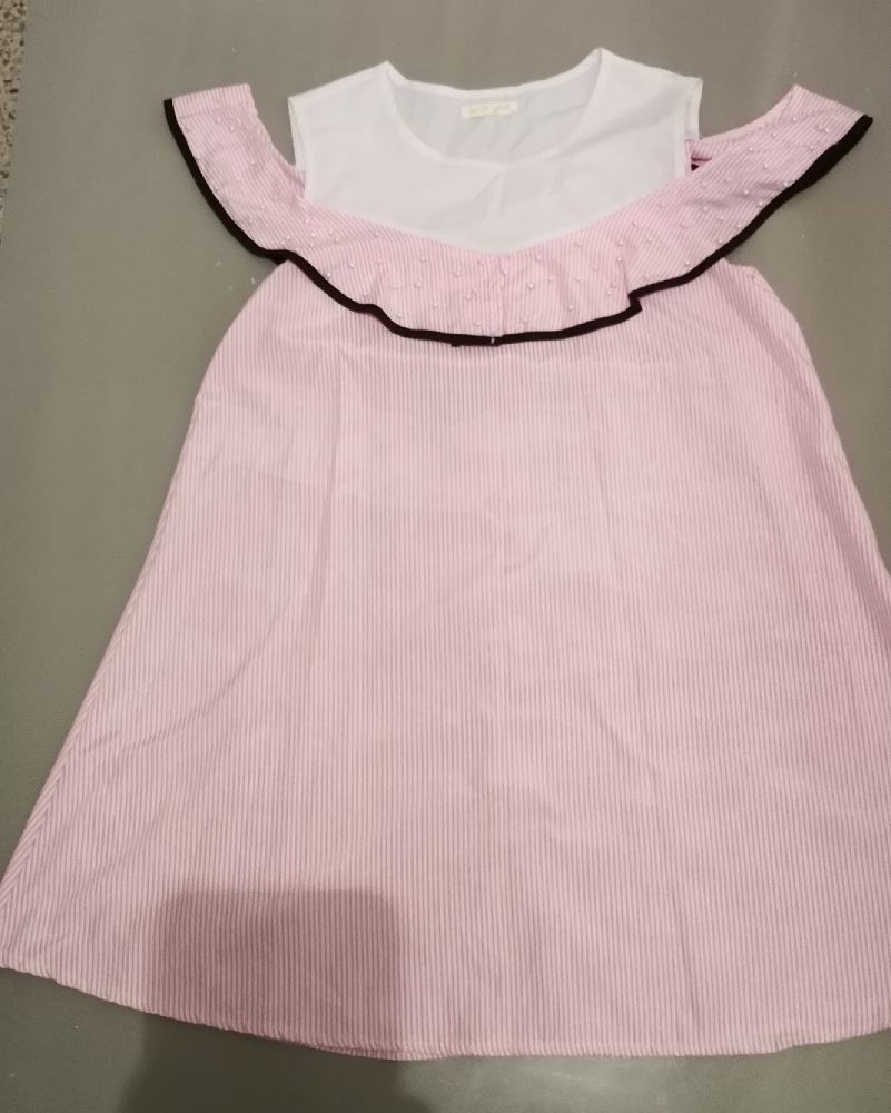 Robe raillé rose et blanc 
