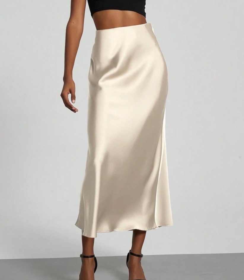 Se-Hore Fashion Women's Elastic Satin Finish Maxi Skirt, Suitable For All Seasons