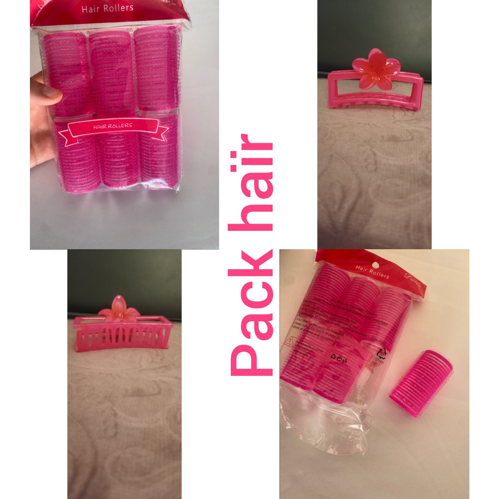 Pack haïr (clips+6 rollers) rosé 🌸