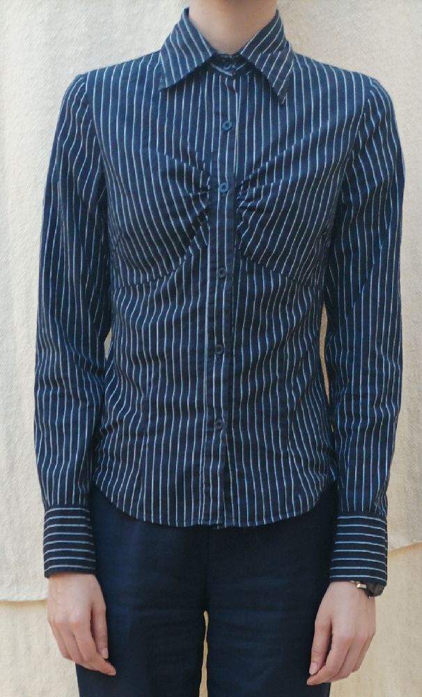 Chemise casuel femme noir rayée blanc 1ere main importé 🗼🇨🇵🛬🛳️
