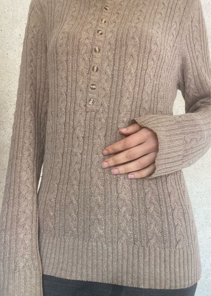 Pull laine marron avec capuche importé 🇫🇷