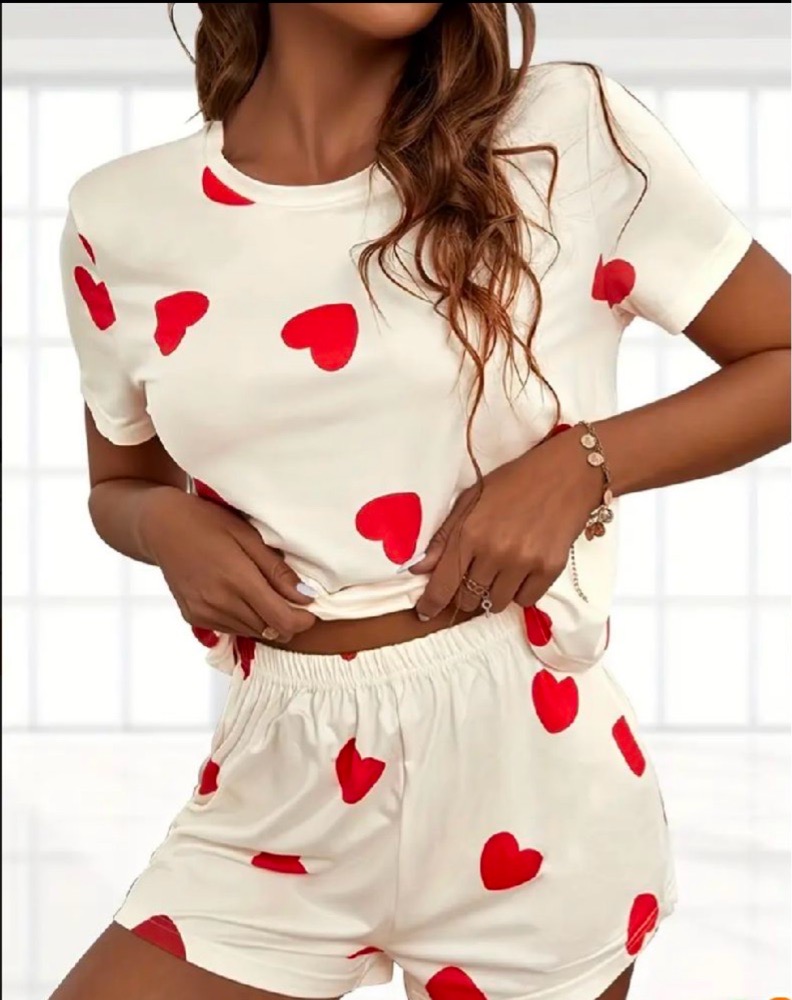 Pyjama (coeur) t_shirt+ short blanc importé🇫🇷