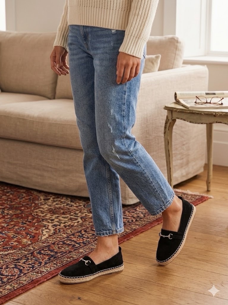 Espadrilles noires avec un mors métallique🖤