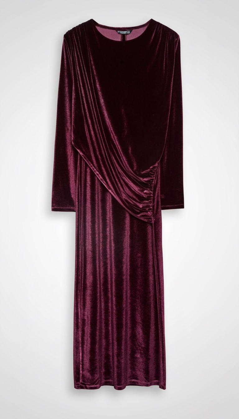 Velvet midi robe dress