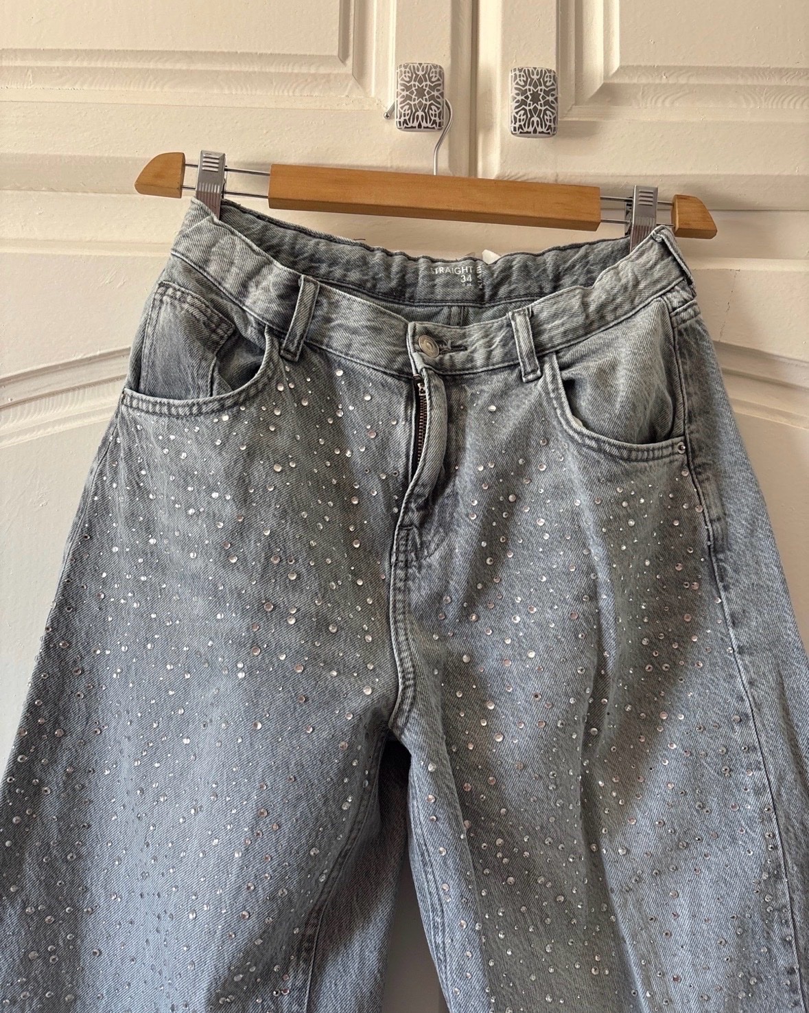 Straight leg strass jeans