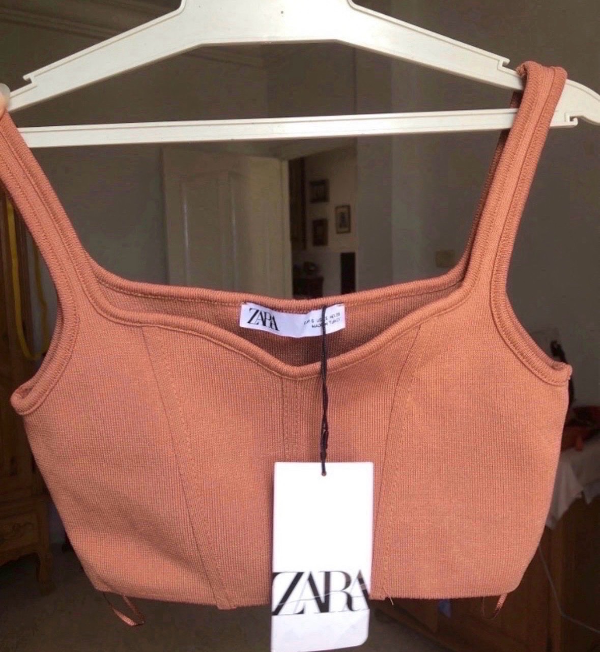 Nude brown zara crop top