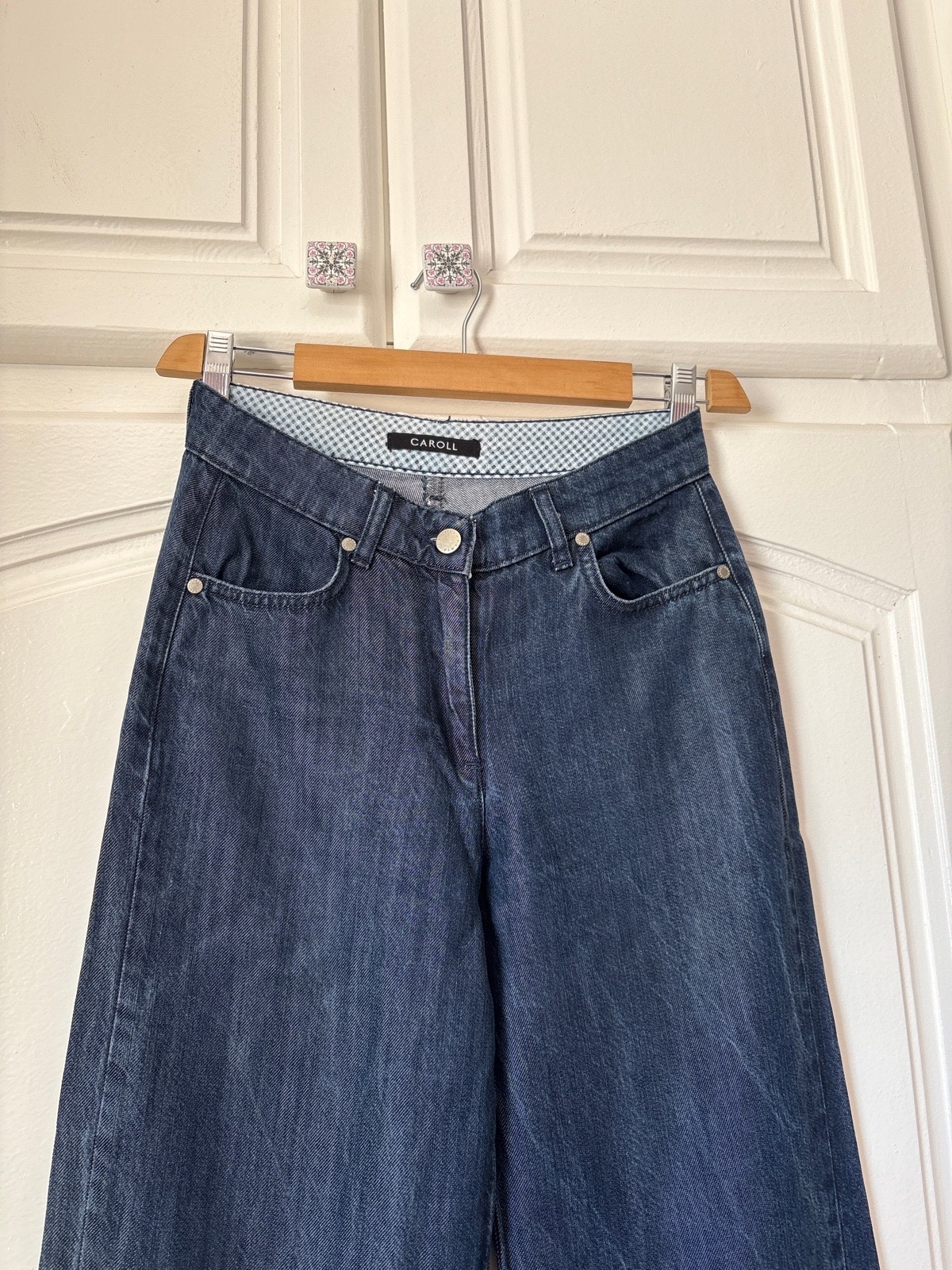 Pantalon effet jean wide leg