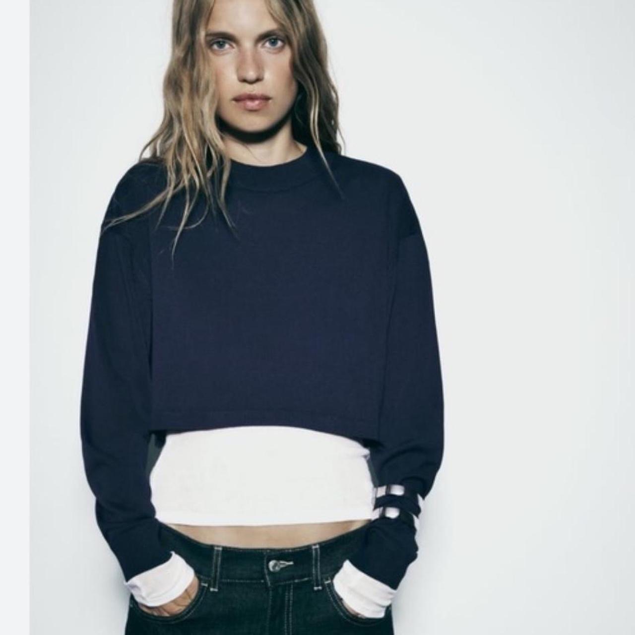 Navy blue Zara cropped sweater