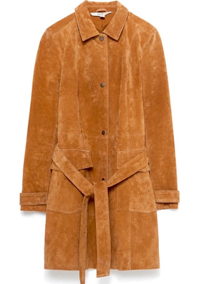 Zara trafaluc leather suede trench coat