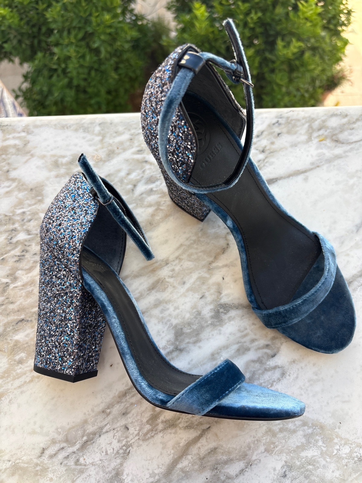 Guess velvet glitter high heels