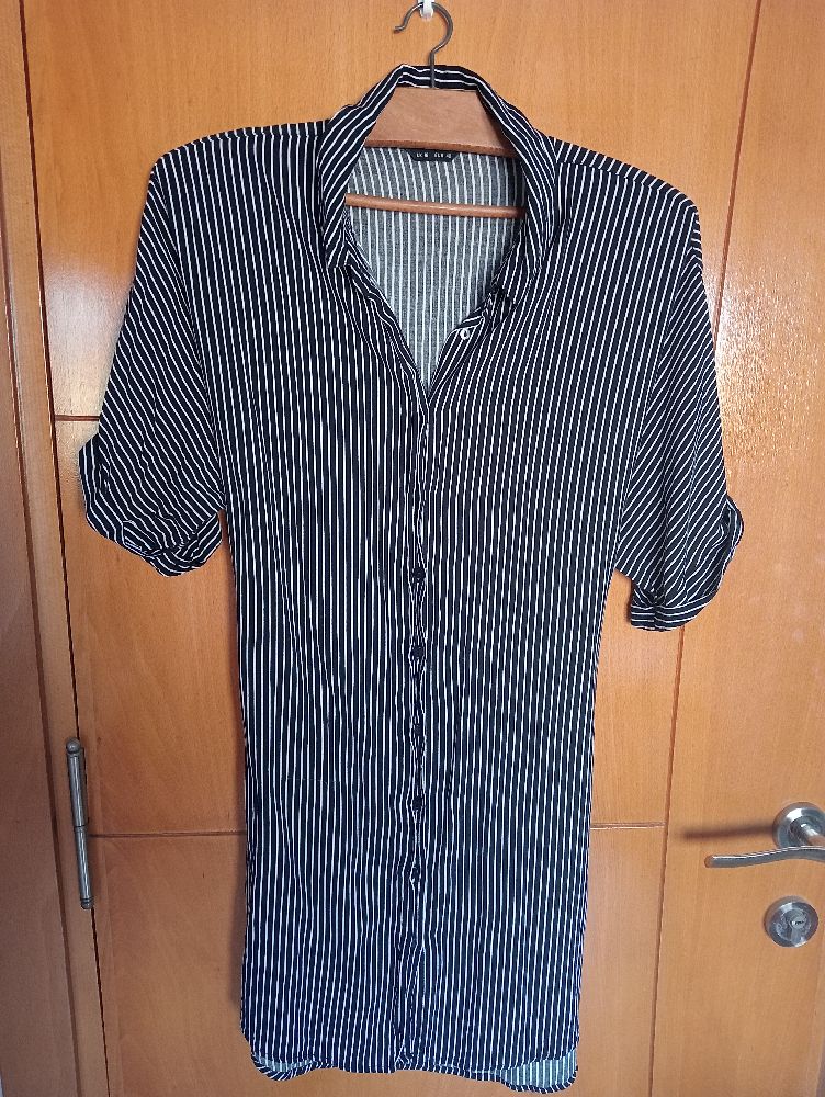 Chemise longue rayée 100% viscose 