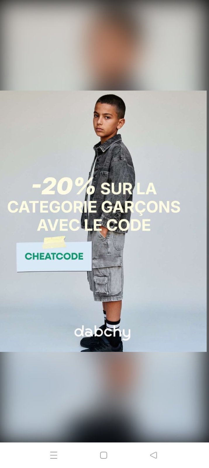 Remise de -20% sur tous les articles pour garçon 