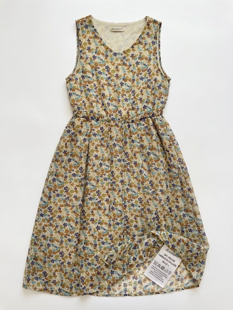 Robe Fleurie Léger Sans Manches – Doublée / Non Transparente (Taille 42/44) 🌸