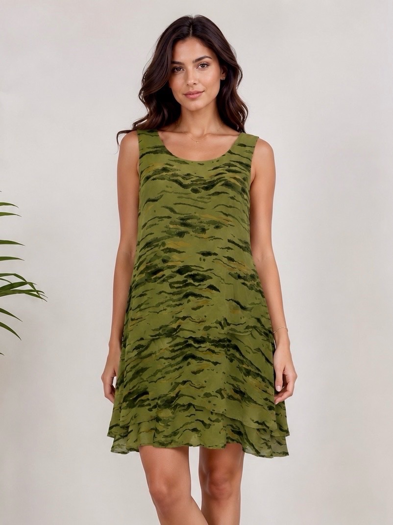  Robe imprimée camouflage kaki – Taille 42