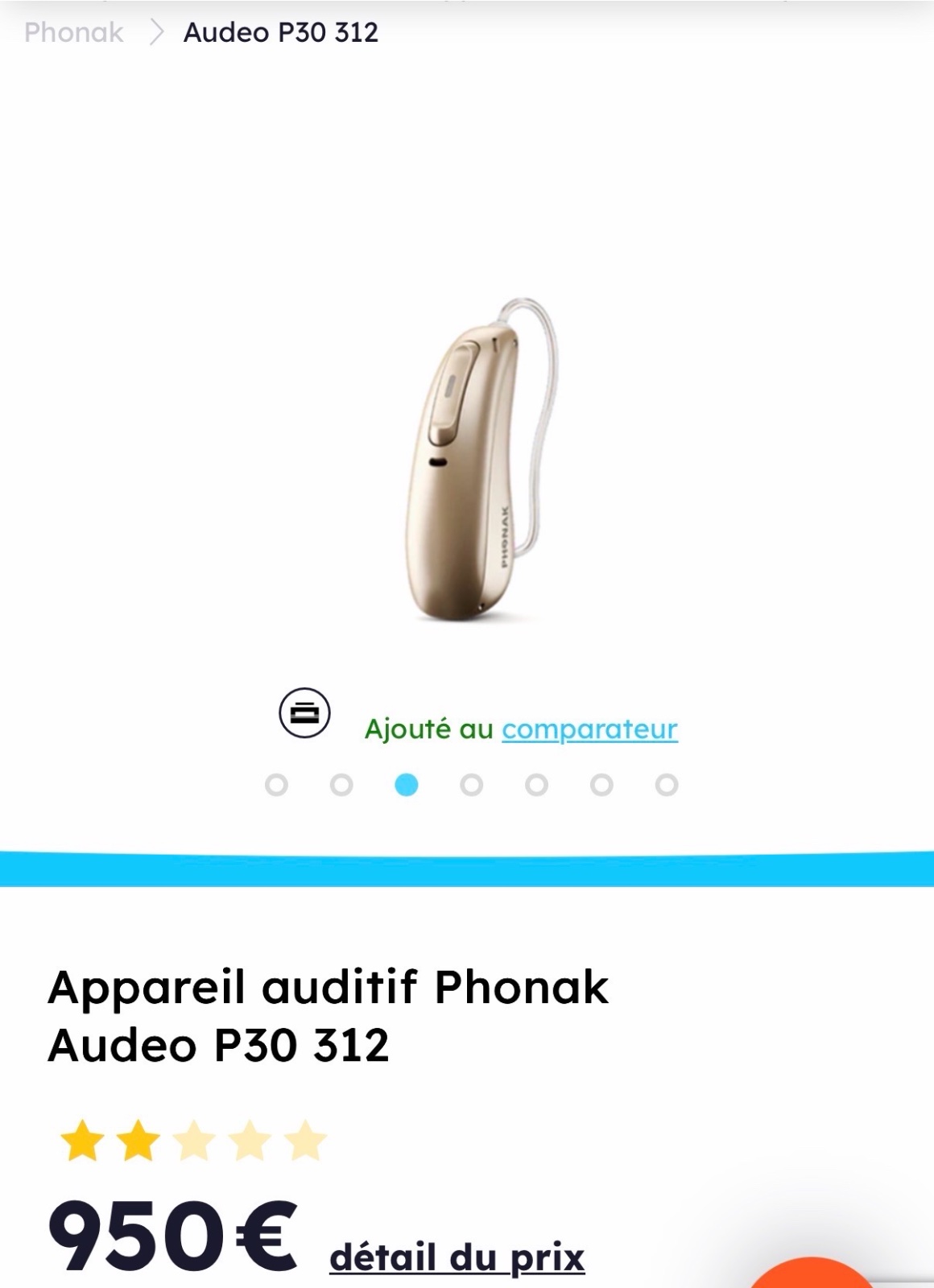 Appareil auditif Phonak pour l'oreille gauche