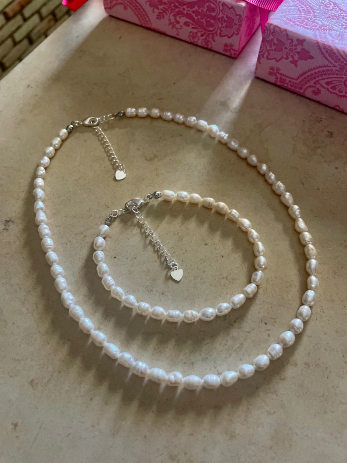 Collier et bracelet Vrai Perle de culture forme riz ✨💯