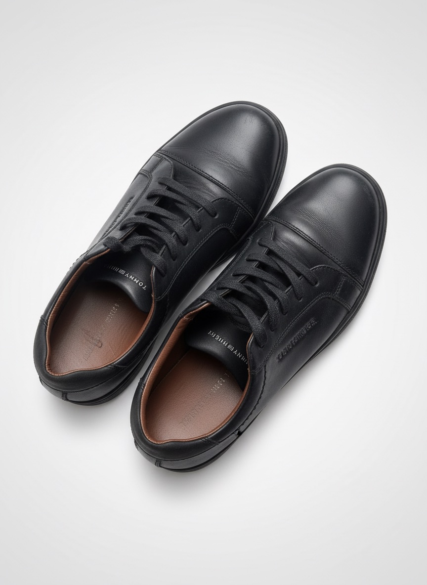 Tommy Hilfiger Sneakers Cuir Noir Homme Taille 42 Original