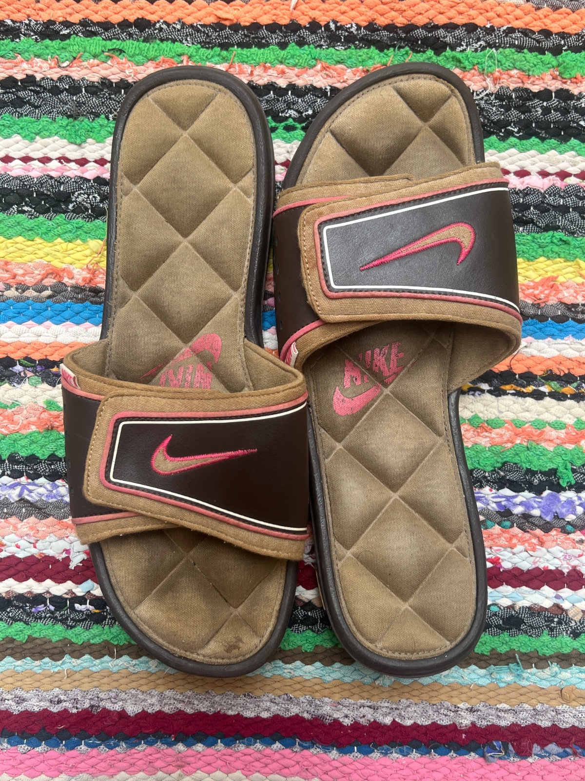 Mules Nike Comfort et respirant  Slide Marron & Rose - vintage claquette