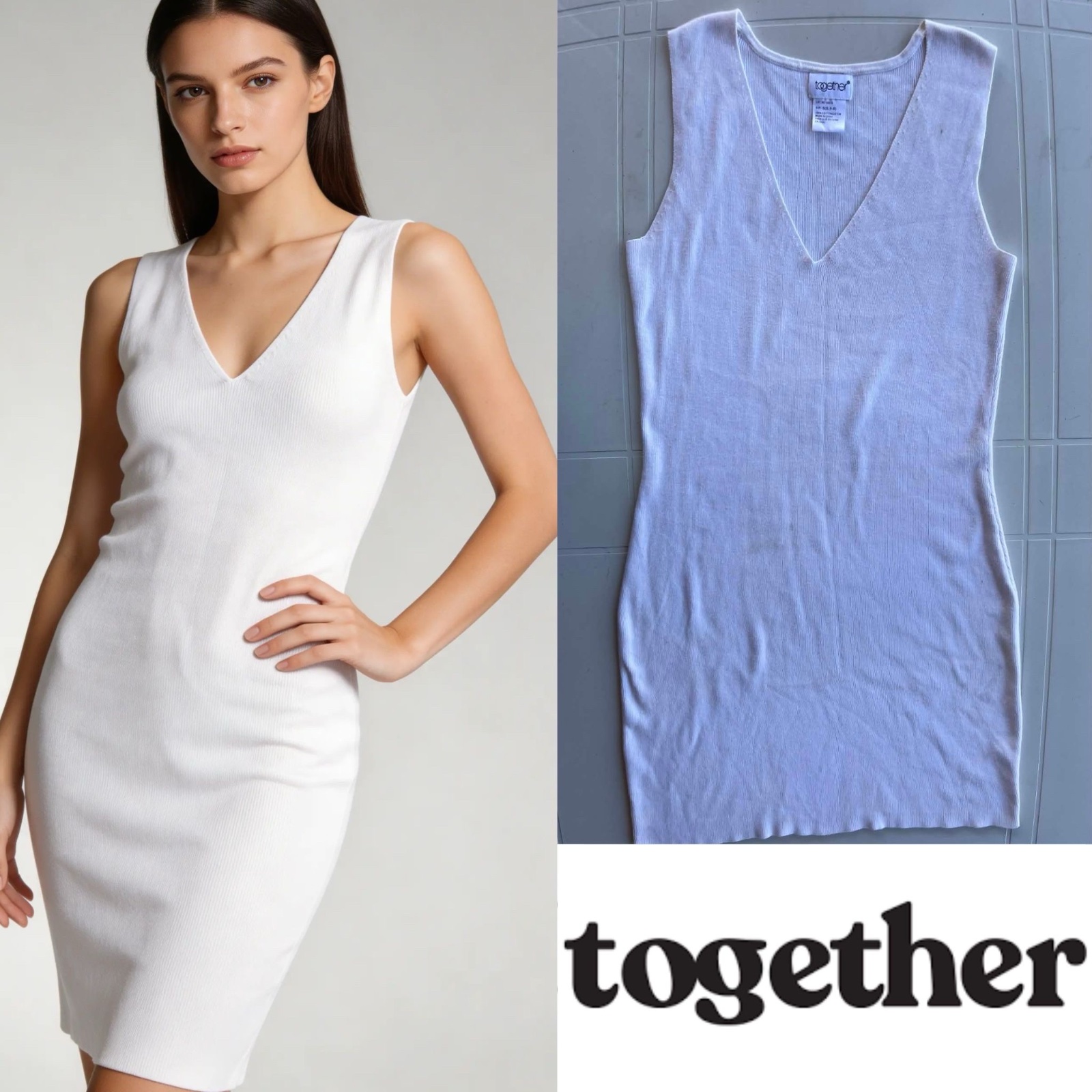 Robe blanche coton Col V – 100% coton - Minimal chic – Taille S – Parfaite été 