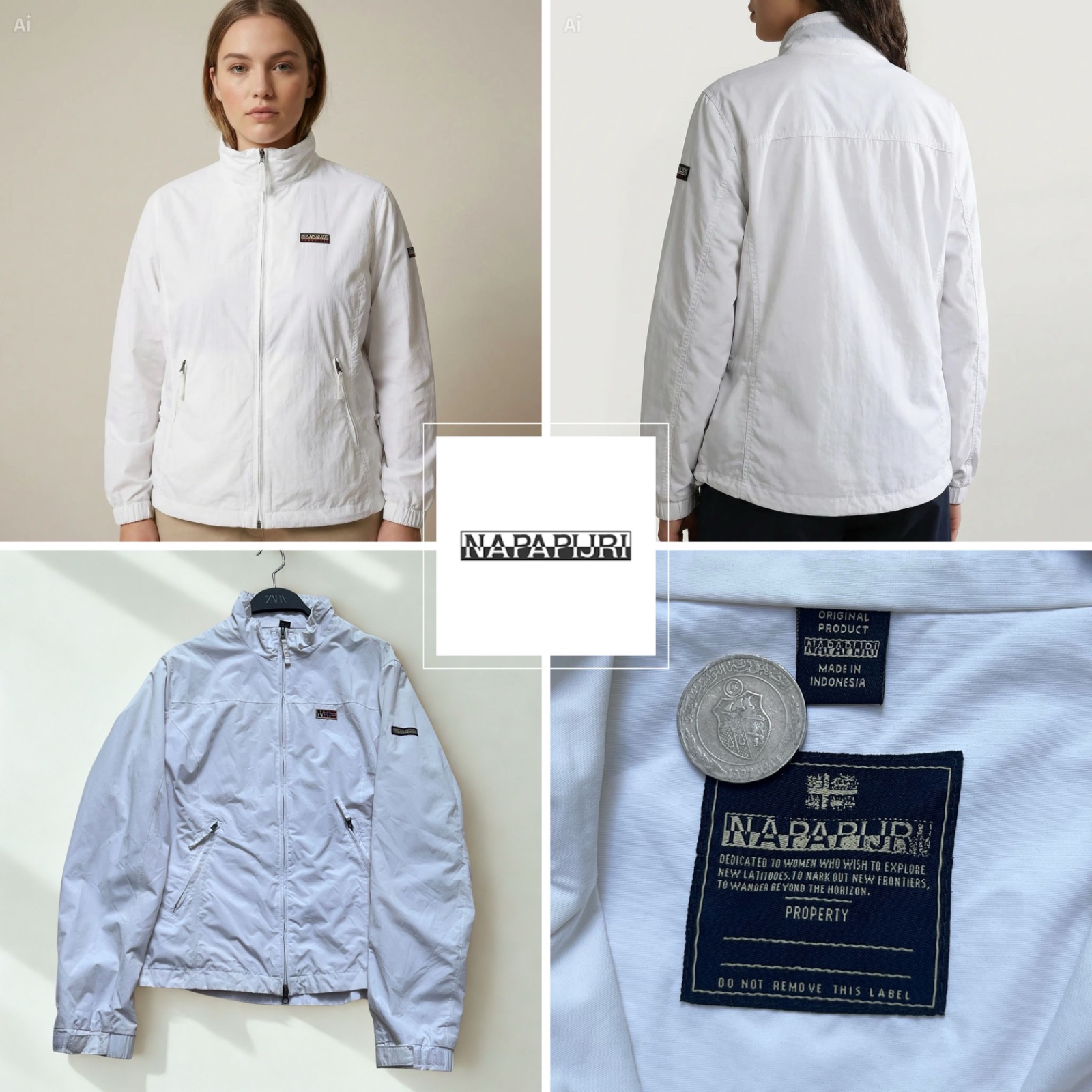 Veste coupe-vent femme Napapijri Geographic vintage XL été outdoor streetwear