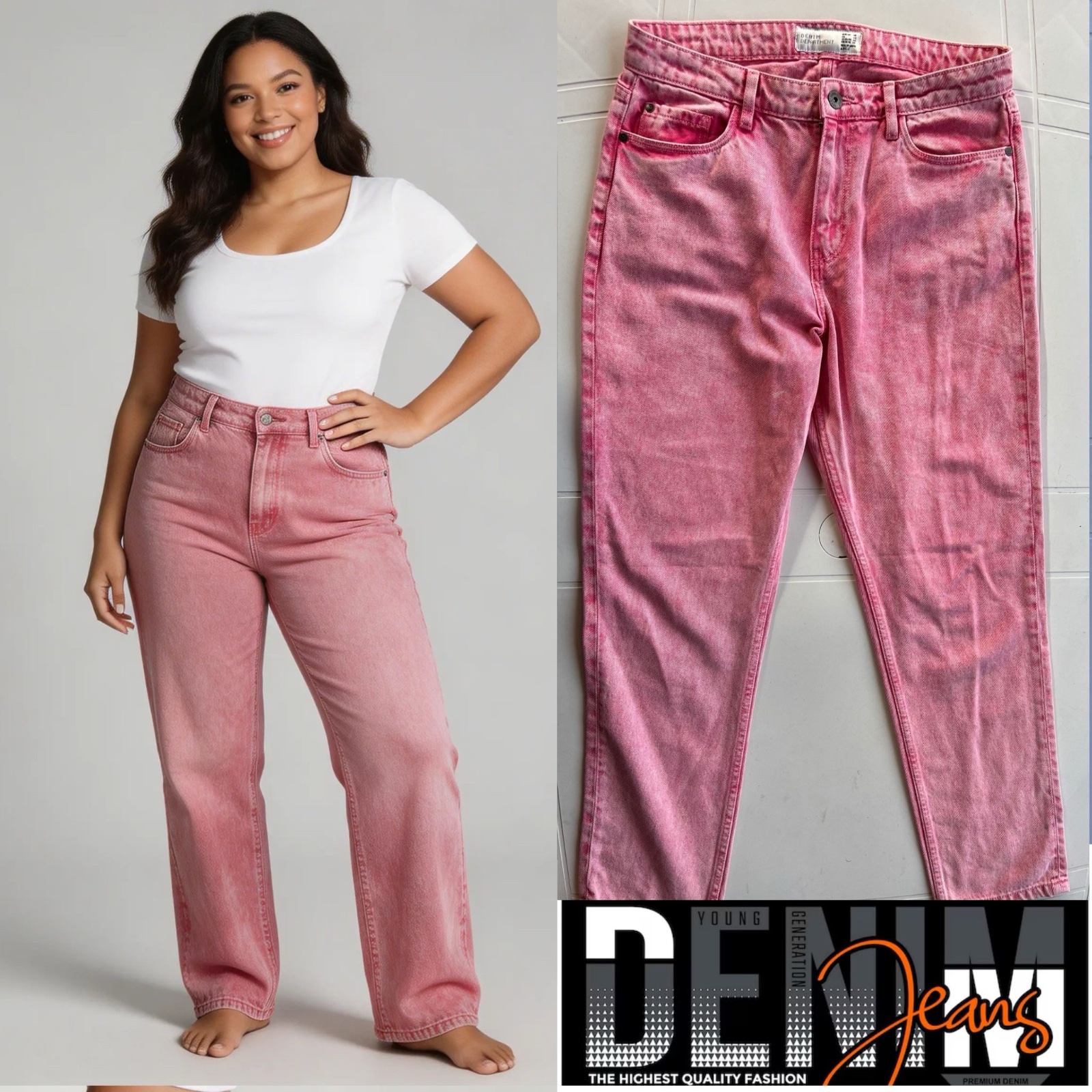 Jeans rose femme taille 40 (EU 38) Denim style vintage - chic - casual 