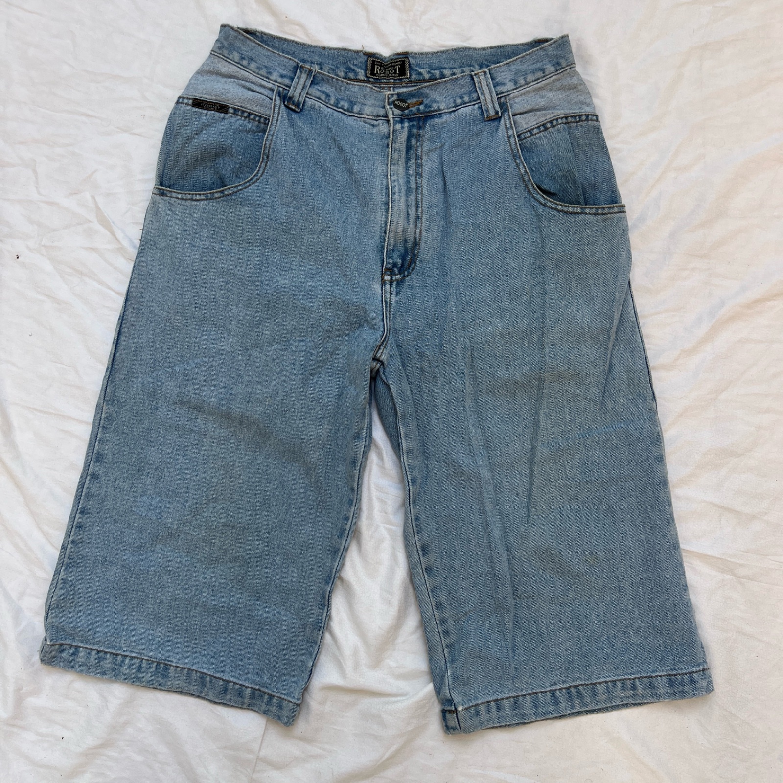 Short jeans baggy taille haute coton 