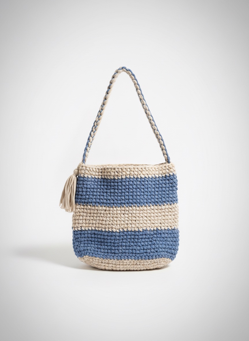 Tote bag en crochet 🤍🩵