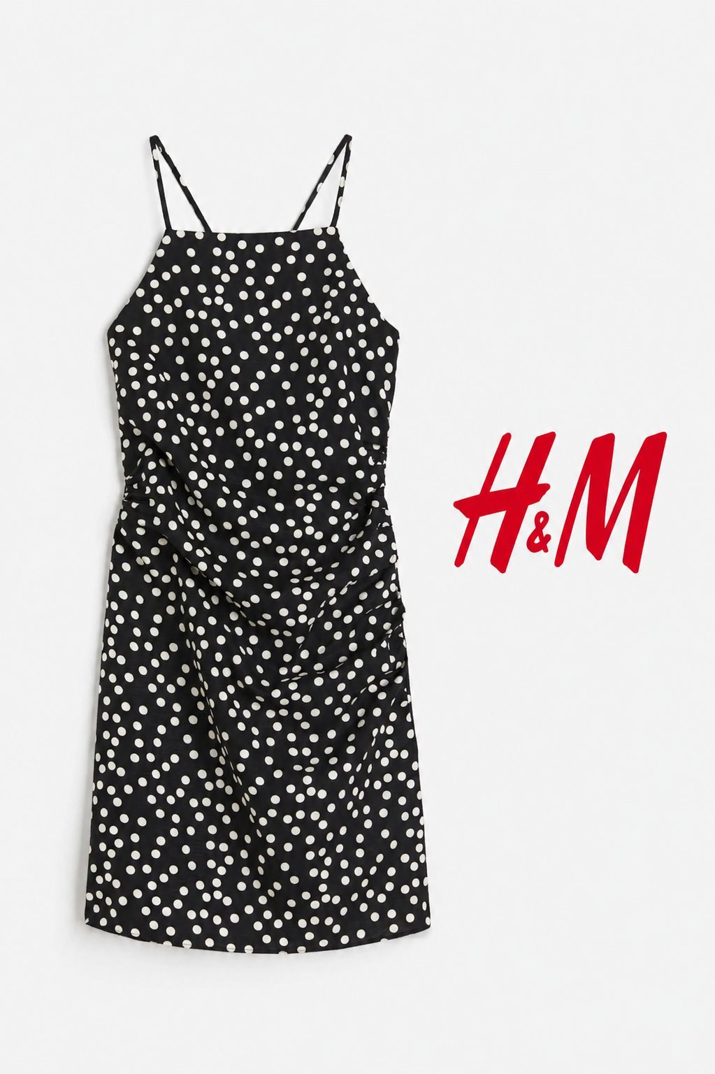 Robe en lin noir à pois blanc 