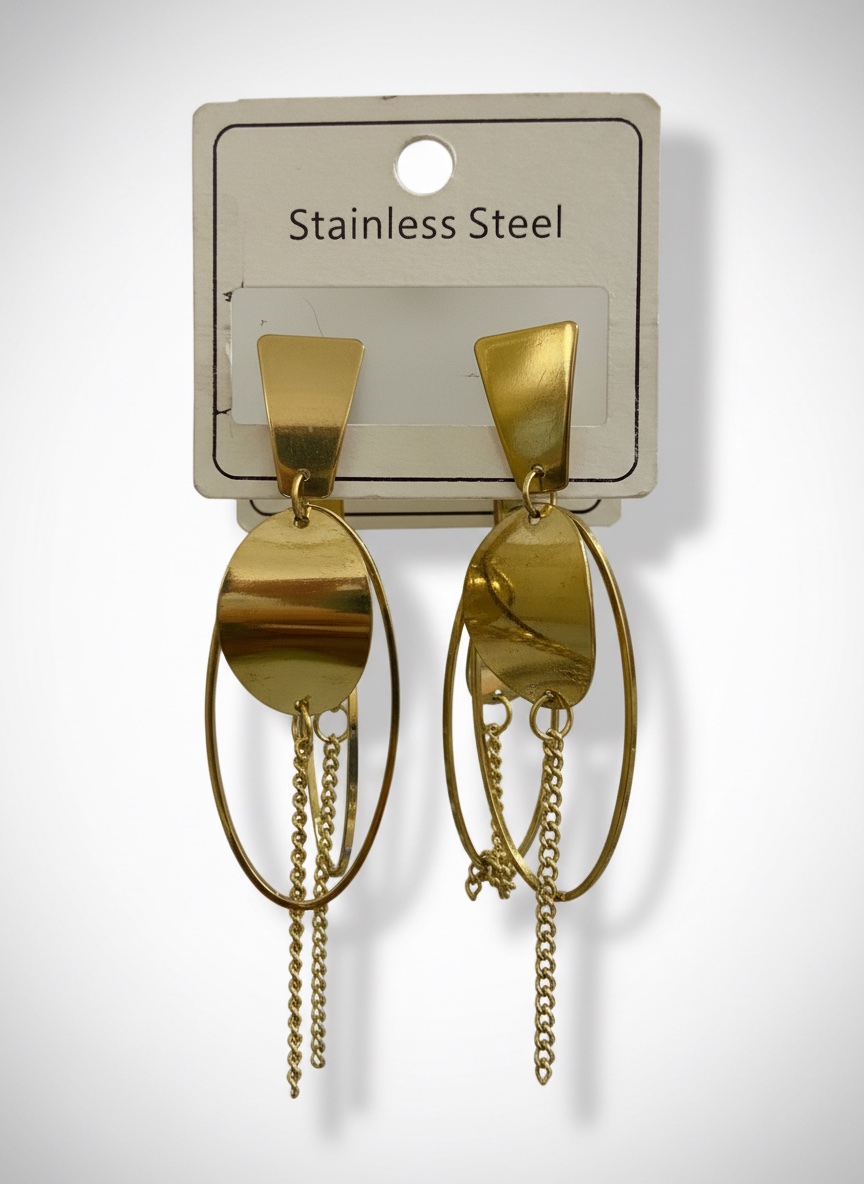 Boucles d'Oreilles Pendantes Dorées en Acier Inoxydable