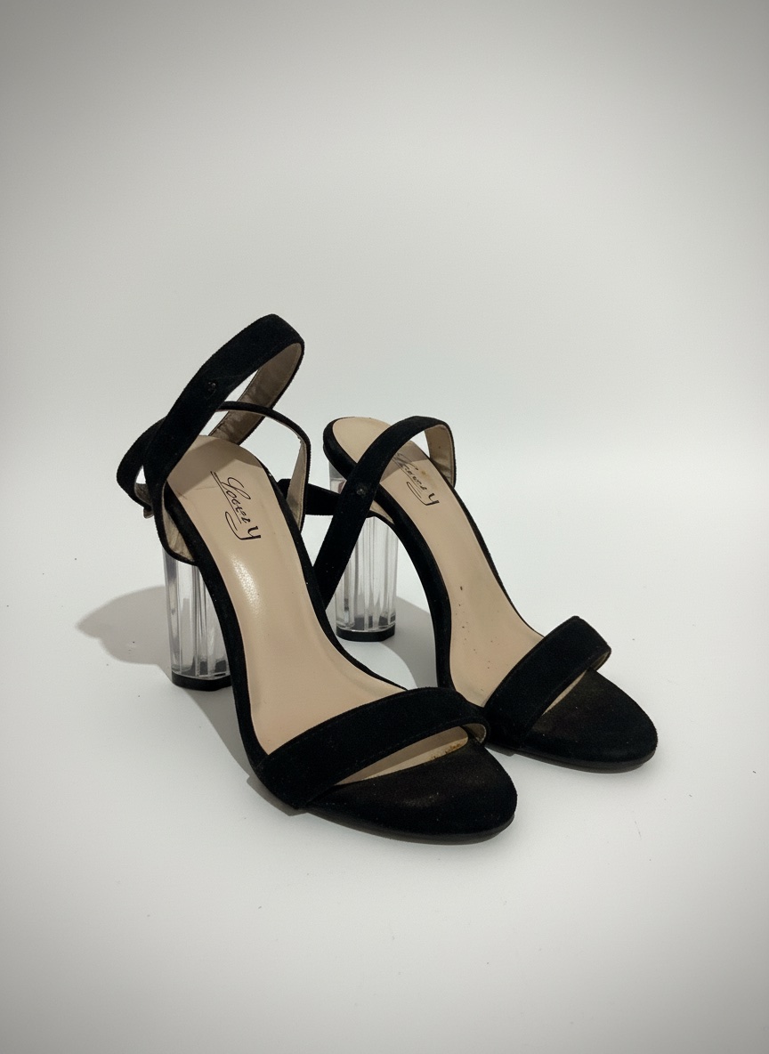 Escarpins noirs à talon transparent – Pointure 