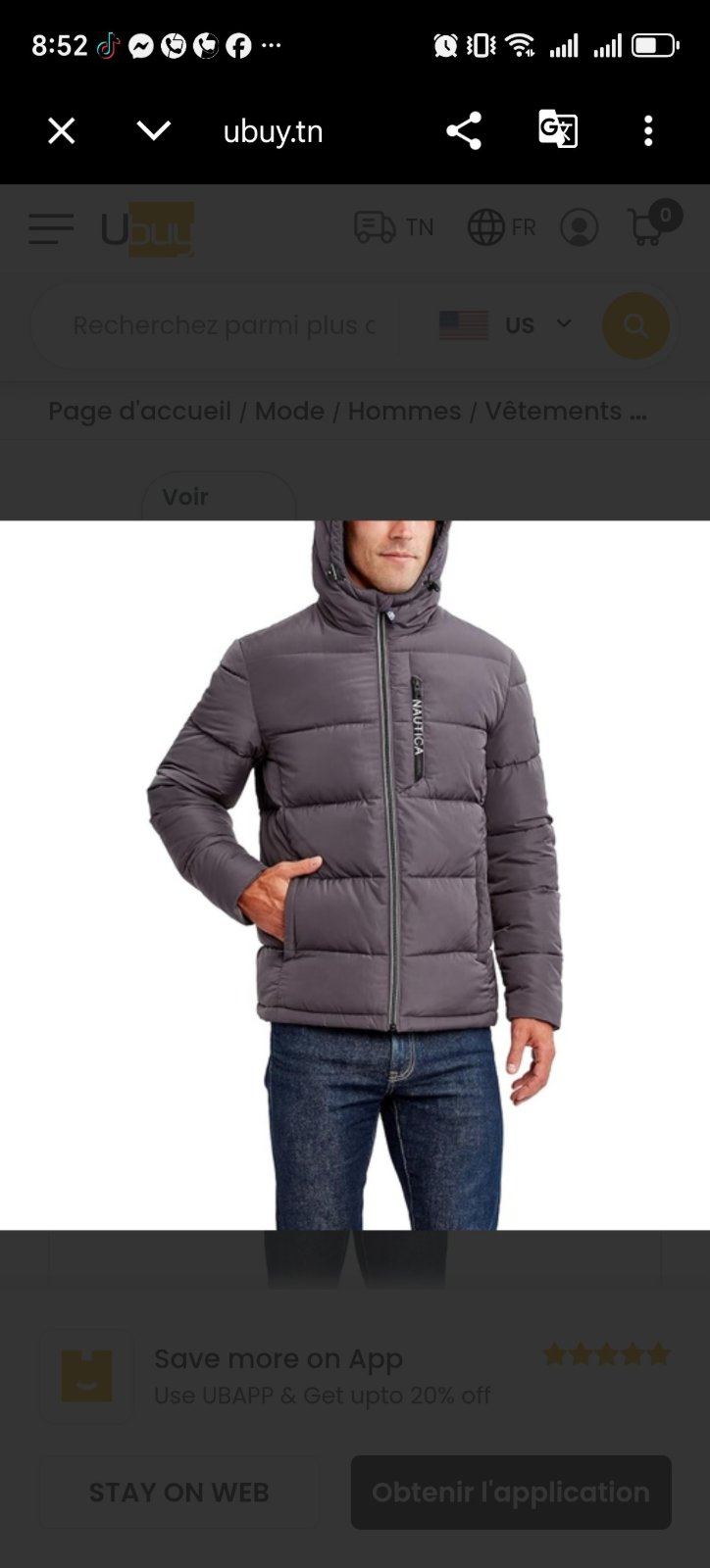 Manteau doudoune avec capuche nautica 