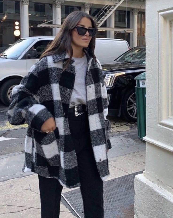 MADISON & JOE. SHUCKET JACKET | OVERSIZED MANTEAU STYLE SHUCKET EN LAINE À CARREAUX TROP STYLÉ 
