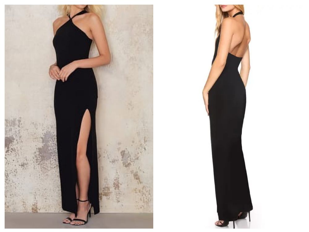 Bershka Cross Front Neck Long Slit Black 🖤Dress 