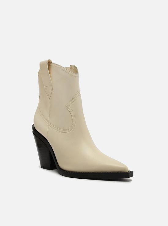 BOTTINES COW-BOYTROP STYLÉ TRENDY DE COULEUR CRÈME / ÉCRU