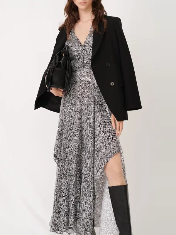 MAJE Mix Print Sleeveless Maxi dress