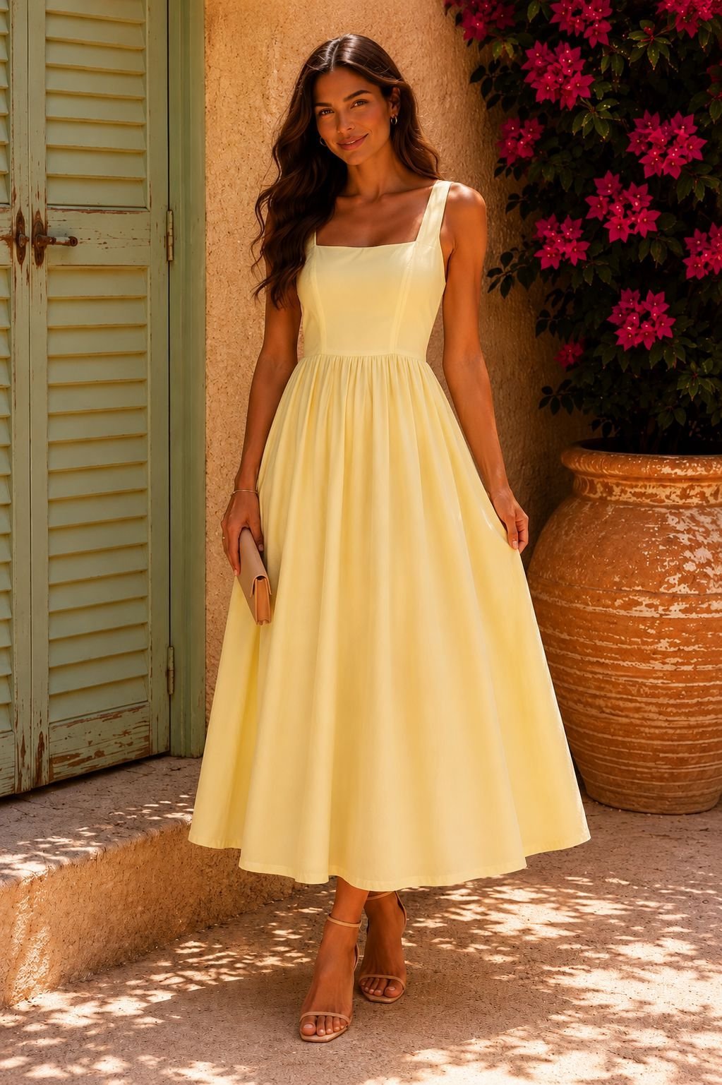 BUTTER YELLOW DRESS 100% en Lin 