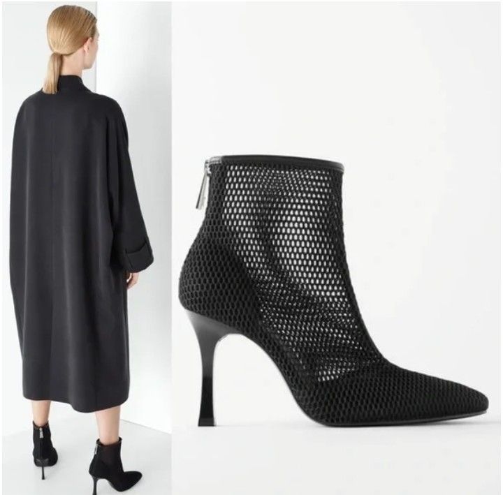 ZARA Mesh Heeled Boots Black Color 