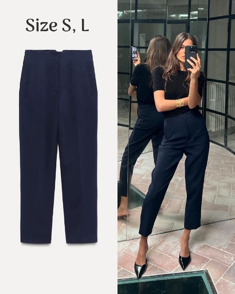 ZARA PANTS | ZARA NAVY BLUE HIGH WAIST ANT | COLOR : BLUE 