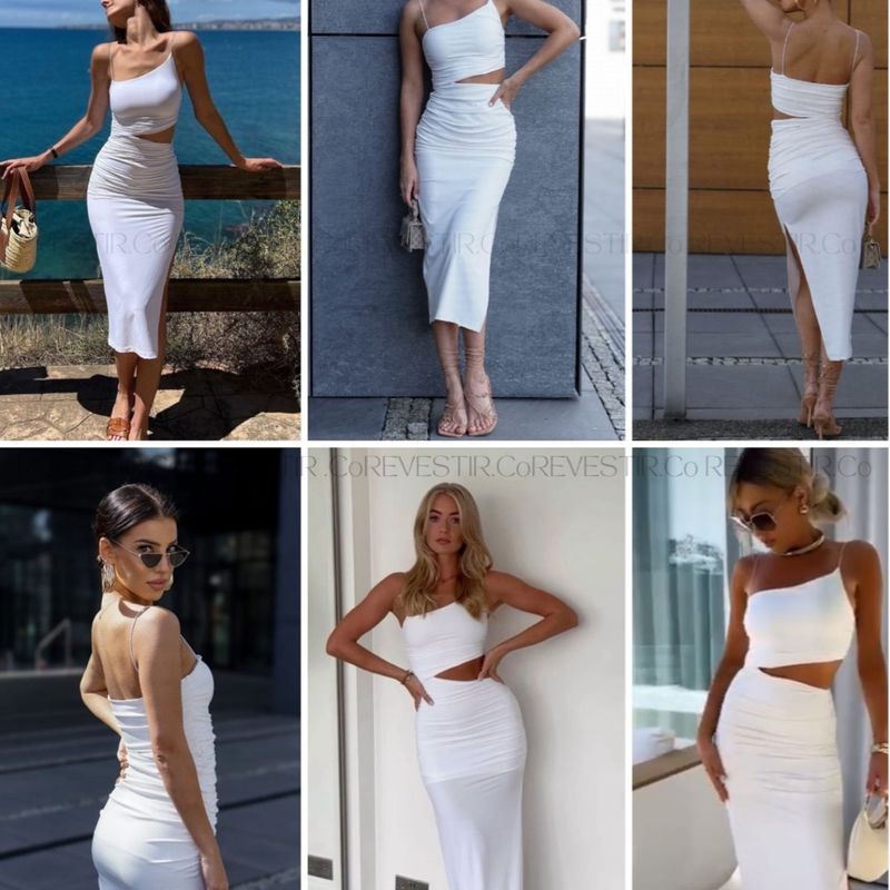 ZARA Women's Cut Out Asymmetrical Bodycon White Elegant Dress