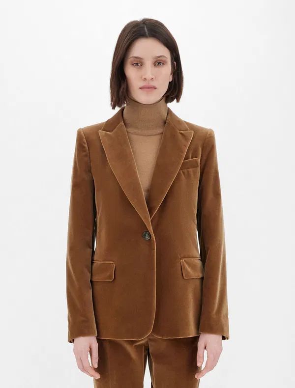 MAX MARA | WEEK-END MAX MARA FALENA VELVET BLAZER IN CAMEL