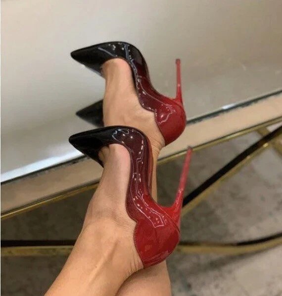 CHRISTIAN LOUBOUTIN HOT CHICK PATENT DEGRADE PUMPS 