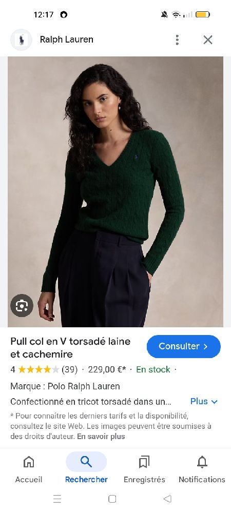 POLO RALPH LAUREN AUTHENTIQUE EN LAINE ET CACHEMIRE UNISEXE