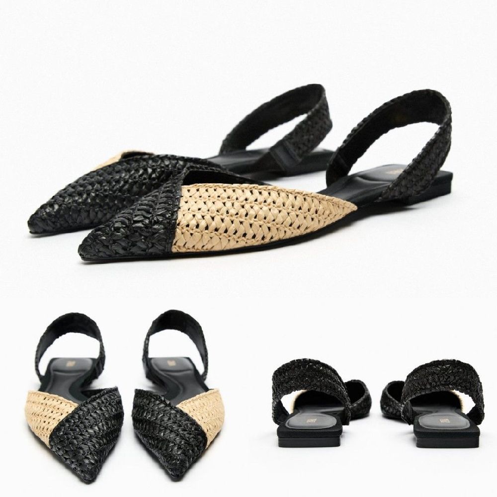 ZARA Limited Edition RAFFIA Slingback Sandal Flats