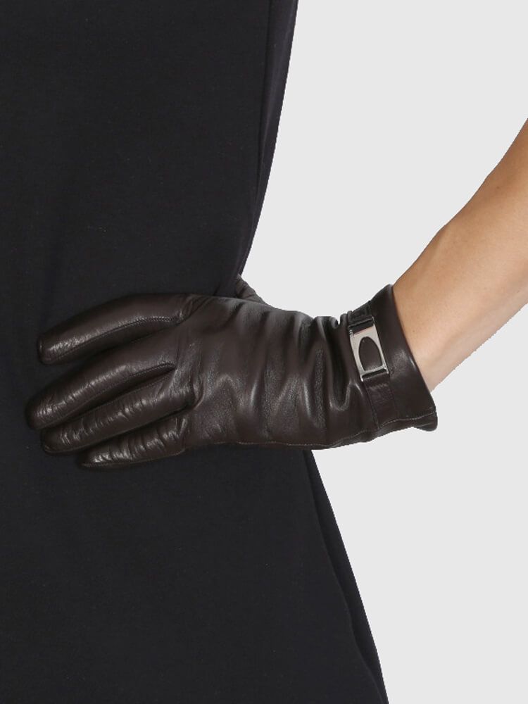 COCCINELLE - DARK LEATHER GLOVES | AUTHENTIQUE 