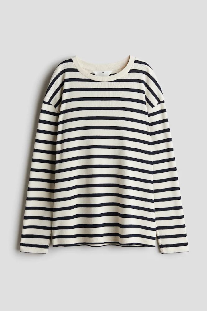 H&M | PULL BASIQUE À RAYURES BLAN ET BLEU 
