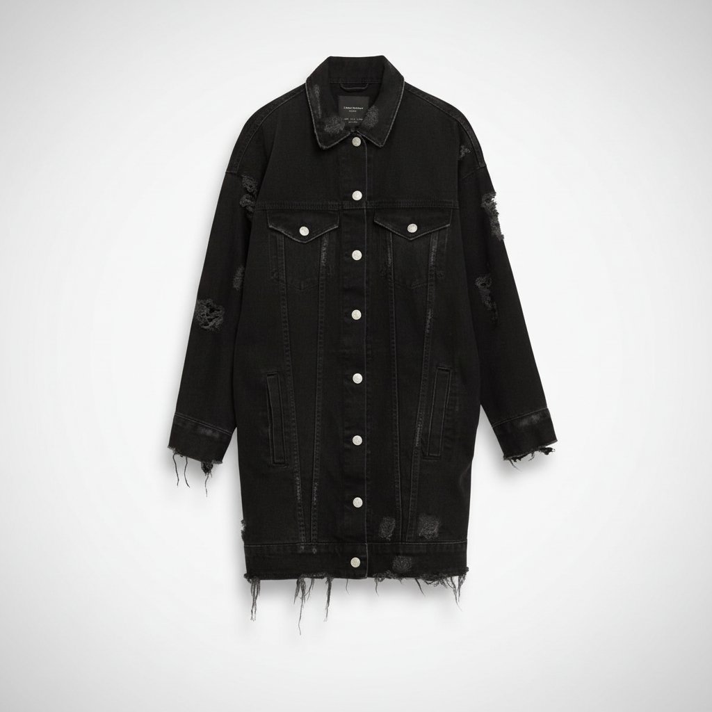 ZARA DISTRESSED OVERSIZED DENIM JACKET 